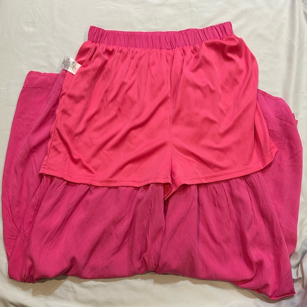 Main Strip Fuchsia Tiered Wide Leg Pants - Picture 11 of 11